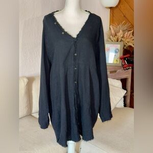 Casual Black button Up Shirt dress with POCKETS